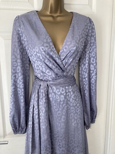 BNWT Stunning Coast Silver V Neck Midi Fit Flare Occasion Dress Size 12 /14 - Picture 3 of 8