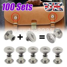 100SETS Flat Belt Screw Leather Craft Chicago Nail Solid Rivet Stud Heads UK New