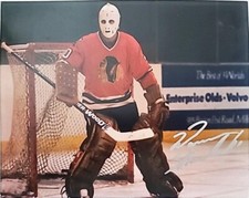 1980S WARREN SKORODENSKI AUTOGRAPH GOALIE MASK PHOTO NHL HOCKEY CHICAGO LEGEND 
