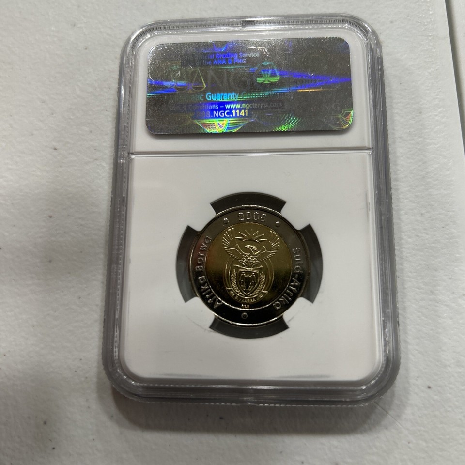 Pièce de monnaie unique Nelson Mandela NGC et ensemble mural original de Berl
