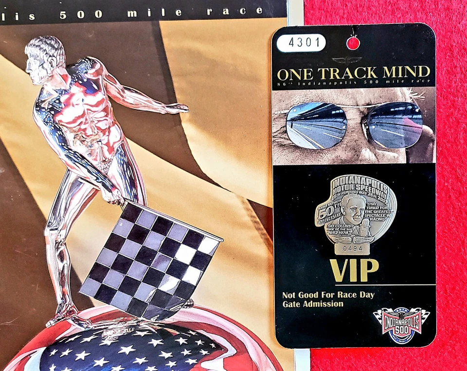 2002 Indy 500 SILVER Badge #0494 - SID COLLINS - VIP CARD Program/Starting Field - Image 3 of 4
