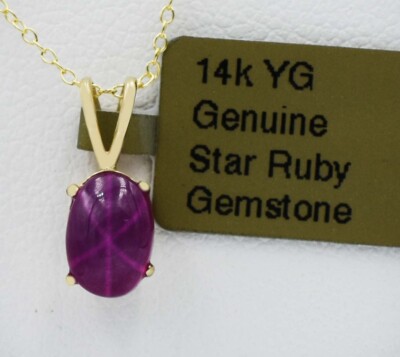 ECHTER 1,20 kt STERNRUBIN ANHÄNGER 14k GELBGOLD - kostenlose Bewertung - Neu mit Etikett