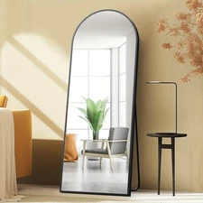 ZUNMOS Arched Full Length Mirror Black Aluminum Frame Wall Leaning or Hanging