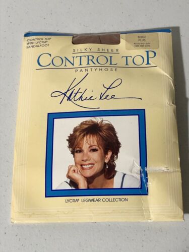 Kathie Lee Silky Sheer Control Top Pantyhose Beige Plus 160-185 lbs 5'9" NEW NOS - Picture 1 of 5