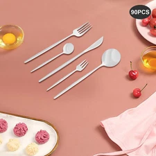 90 Pieces Cutlery Set Party Flatware Set Kitchen Cutlery Set Sturdy & Durable
