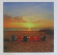 Chairs on Beach Day/Night Large 16x16 inches Lenticular Picture by Michael Brown