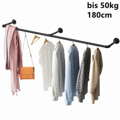 2x Kleiderstange Schwerlast Garderobenstange Garderobe für Wand 180cm XXL