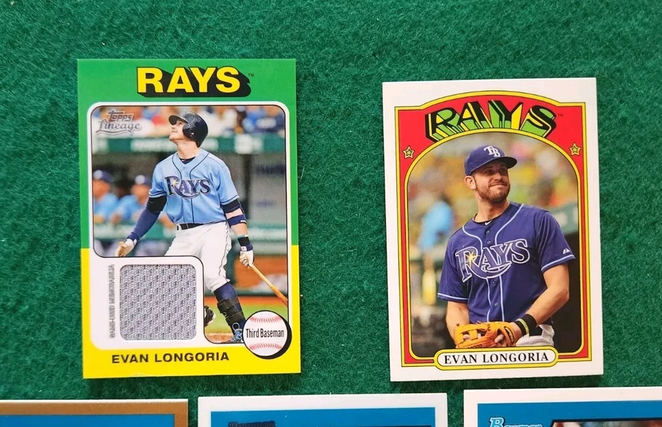 Lote de cartões de beisebol Evan Longoria coleção controle remoto inserção GQ #'d Bowman relíquia cromada - Imagem 2 de 4