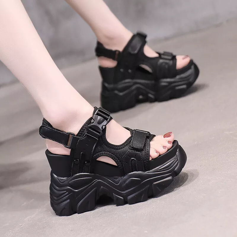 Women s casual open toe sports sandals Thick hidden wedge heel