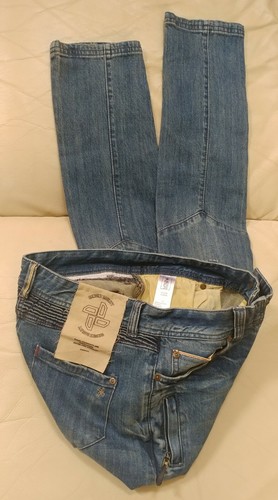 DKS Hin JEANS DONNA CIMOSA BIKER DENIM EFFETTO INVECCHIATO TAGLIA 29 X 32 NUOVO SENZA ETICHETTE - Foto 8 di 12