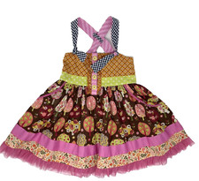 Matilda Jane Girls 2T 2 Spinning with Joy Tree Print Sleeveless Knot Dress