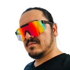 Rainbow Mirrored Sunglasses Shield Visor Cycling Running Sport Sun Glasses Gafas