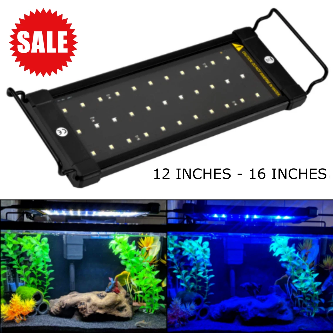 Aqua LED 10 Gallon Aquarium 12 Fish Tank Cover Adjustable Blue White Lights