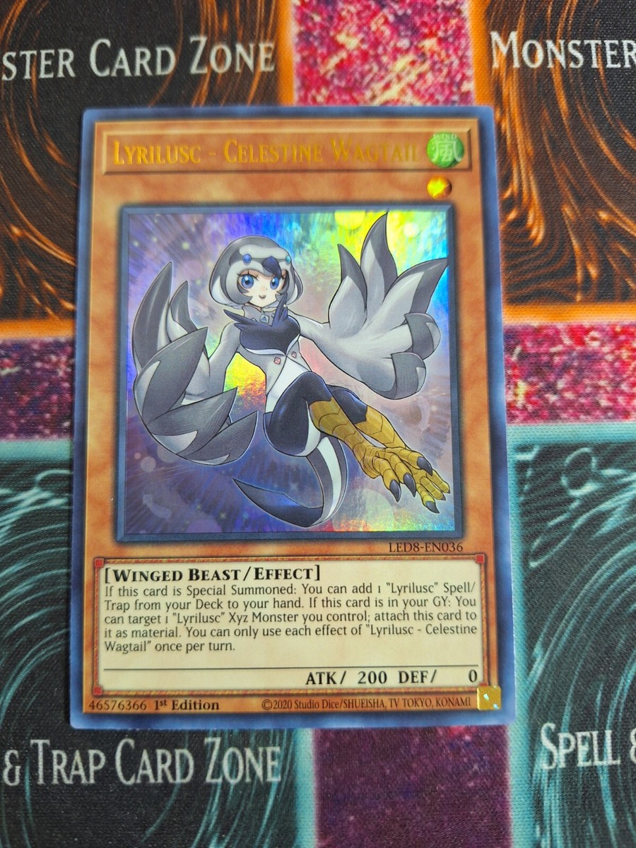 Yu-Gi-Oh! Karte Lyrilusc – Celestine Wagtail – LED8-EN036 – Ultra Rare – 1. Auflage