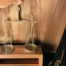 Oggetto D'Antiquariato Vintage Doppio Braccio Ottone Pesatura Bilancia Taraju