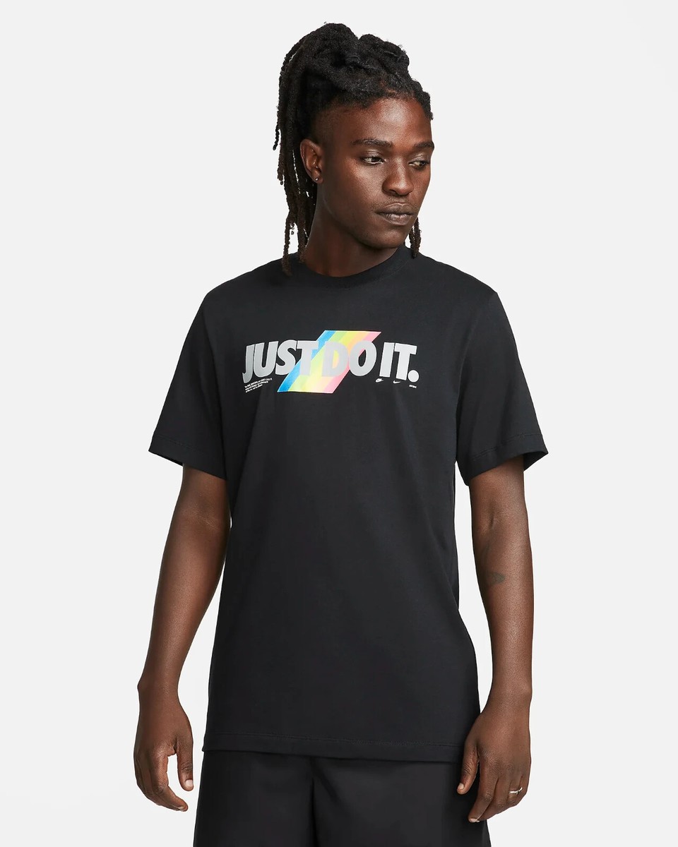 ☆SEVENTEEN着用☆人気☆A GOOD DAY☆RAINBOW LOGO T-SHIRT.S☆ NEW Nike Man Cotton Just Do It Art Pride Rainbow Black Tee