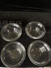 Vintage 1940s-50s GLASBAKE 4 Custard Cups #285 Made in USA Clear Glass Ovenware