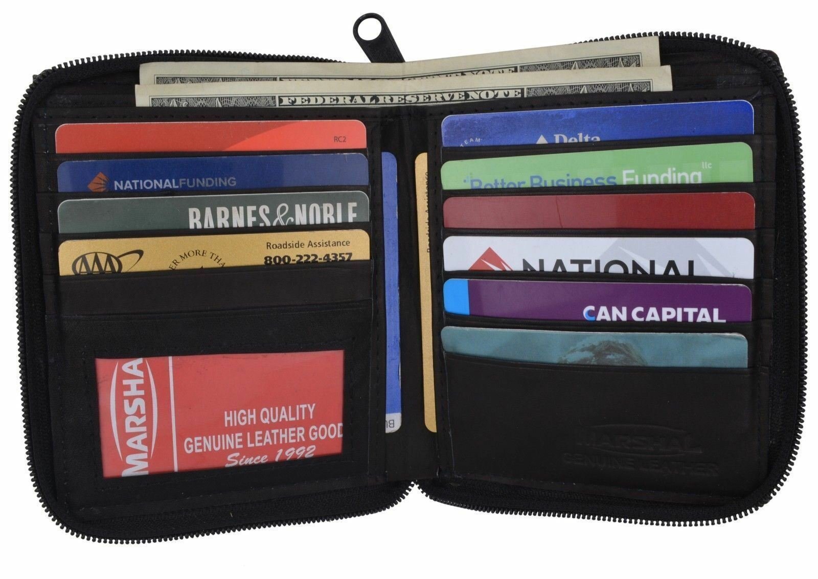 Style N Craft Men's Bifold Hipster Wallet - Dark Brown Full Grain Leather With Zipper Pocket