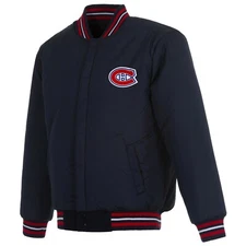 Montreal Canadiens JH Design Wool  Reversible Jacket With 2 Front Patches Logo