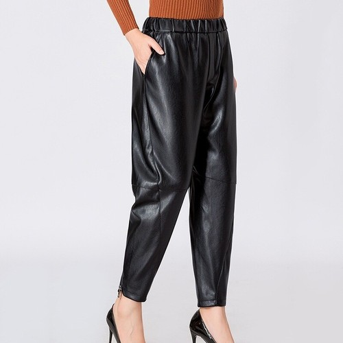 Lady Leather Pants Shiny Trousers Fur 