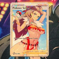 Professor Sada Full Art Pokemon Goddess Story Custom Trading Card Waifu Holofoil