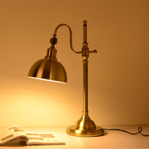 Antique Table Lamp Reading Desk Light Metal Shade Lighting with Gooseneck Arm - Picture 1 of 12