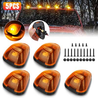 5Pcs for 1999-2016 Ford F250 F350 F450 Roof Top Cab Light Amber Marker + 194 LED