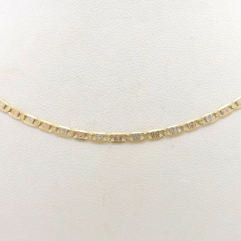 Solid 18k Tricolor Gold Mariner Link Pendant Chain Necklace Italy 750 New - Image 2 of 4