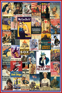 World War I And Ii Vintage American Propaganda Posters Collage Poster Ww1 2 Ebay