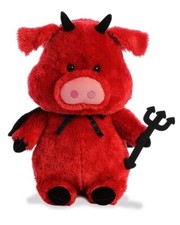 Aurora Devil Pig Deviled Ham Plush Stuffed Animal Red Black Cape Horns 12 inch