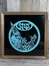 Vintage 1980's Styx Rock Music Band Wizard Glass Framed Mirror Sign