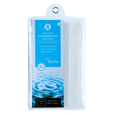 SlipX Solutions Microban-Infused Shower Curtain Liner, 3G Lightweight (70''x72'')