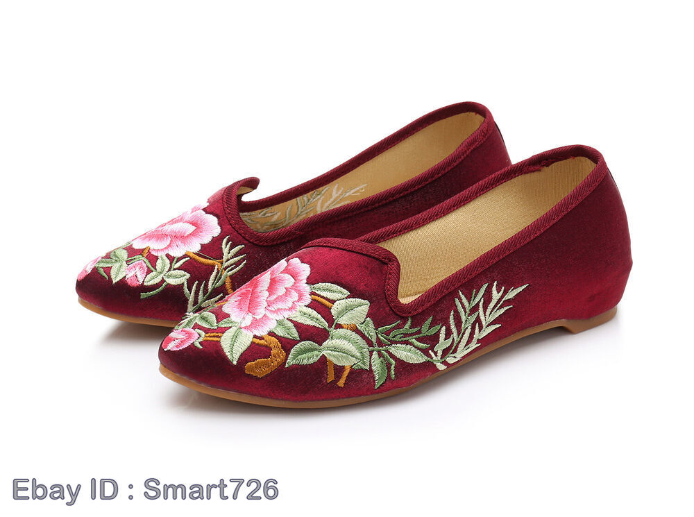 Women Ethnic Embroidered Shoes Wedge Heel Muller Xiuhe Wedding Shoes