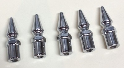 5 CHROME SPIKE COLLAR NUTS 6mm chopper bobber cafe M6 xs650 pike stand off deep