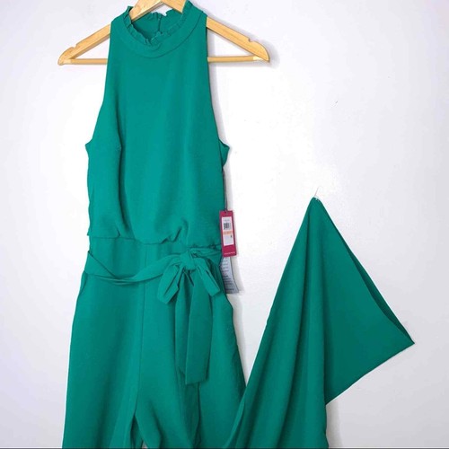 NWT Vince Camuto Green Wide Leg Sleeveless Jumpsuit Size 2 - Picture 2 of 5
