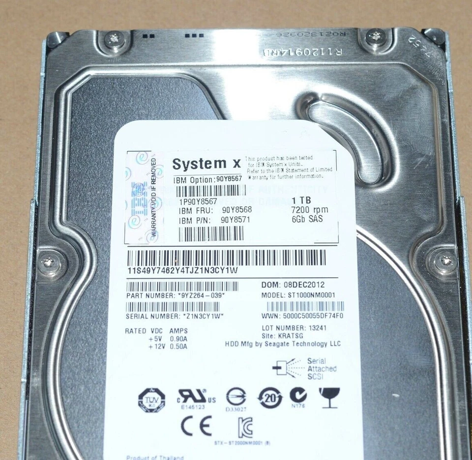 IBM 90Y8568 90Y8571 90Y8567 1TB 7.2K 6GBps SAS x Series HDD Hard Drive - Image 2 of 3