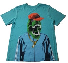 Wonder Nation Boys Dinosaur T-Rex T-shirt Blue Short Sleeve XL 14-16 Hip Hop Rap