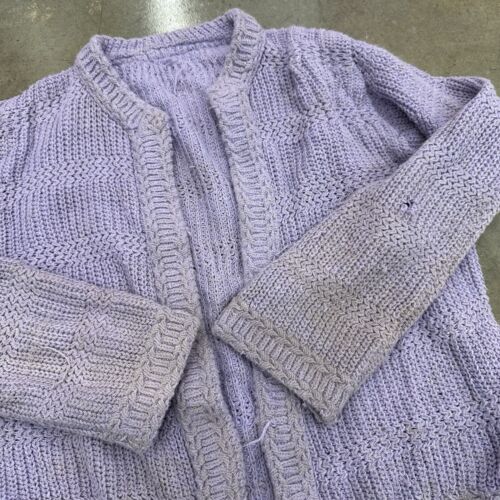 Vintage Purple Distressed Handmade Cardigan Sweater Large 50s 60s - Picture 3 of 8