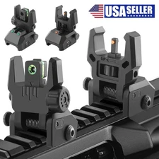 Foldable Iron Sights Flip-up Front and Rear Sight Fiber Optics Dual Aiming Mode