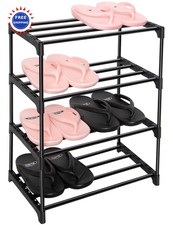 Shoe Rack 4 Tier Small Metal Stackable Kids Storage Organizer LNYZQUS Upgrade