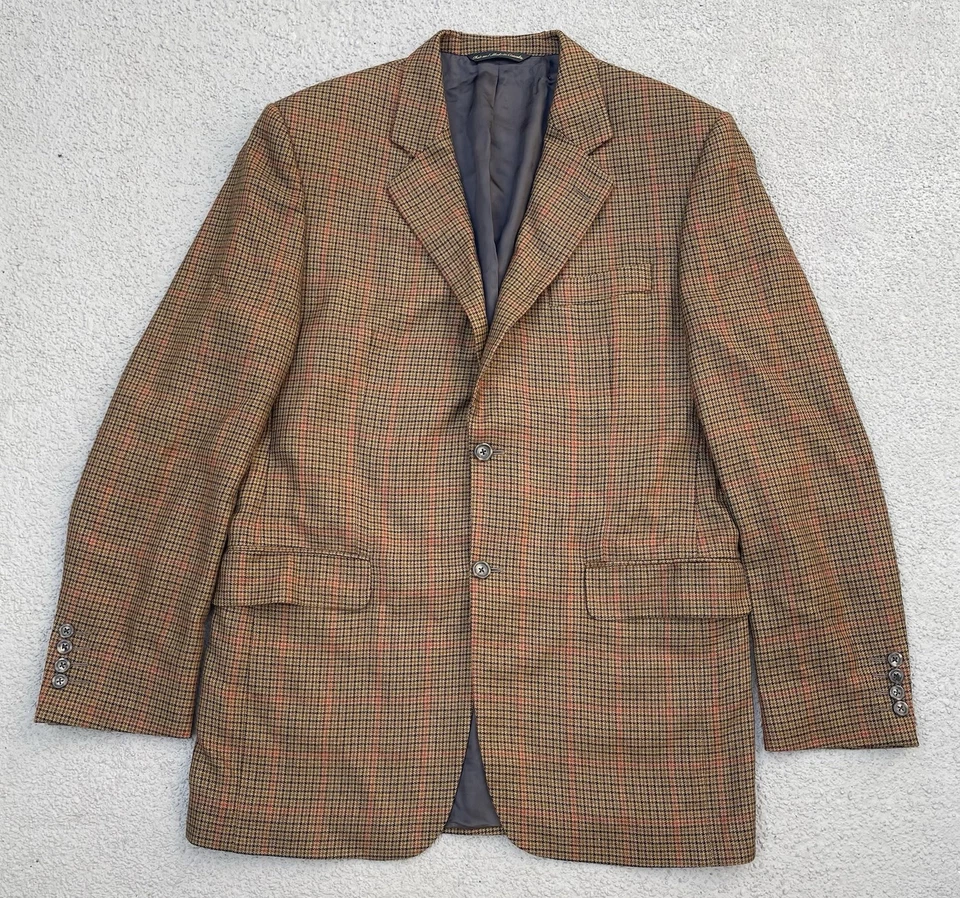 Blazer Barney’s New York Ing Loro Piana 42L para hombre 100 % cachemir a cuadros pata de gallo Foto 2 de 4