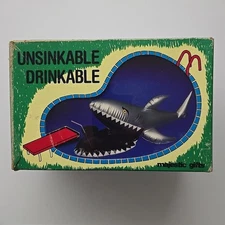 Vintage Shark Pool Float Cooler Unsinkable Drinkable Inflatable Drink Holder Cup