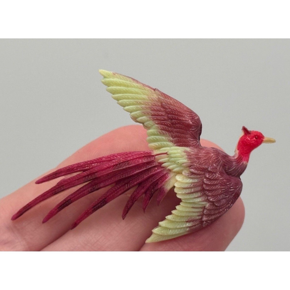 Vintage Painted Plastic Pheasant Bird Brooch View 2