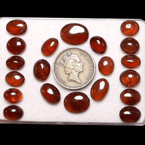 Lot 20 Pcs Natural Hessonite Garnet Untreated 10mm-15mm Oval Cabochon Gemstones - Picture 4 of 14