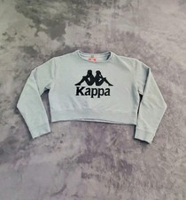 Kappa Cropped Sweatshirt Sz M Grey Womens Long Sleeve Logo Pullover Authentic C4