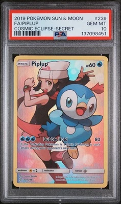 piplup rare card Piplup Full Art Secret Rare Cosmic Eclipse 239/236, NM Pokemon Card main image 0