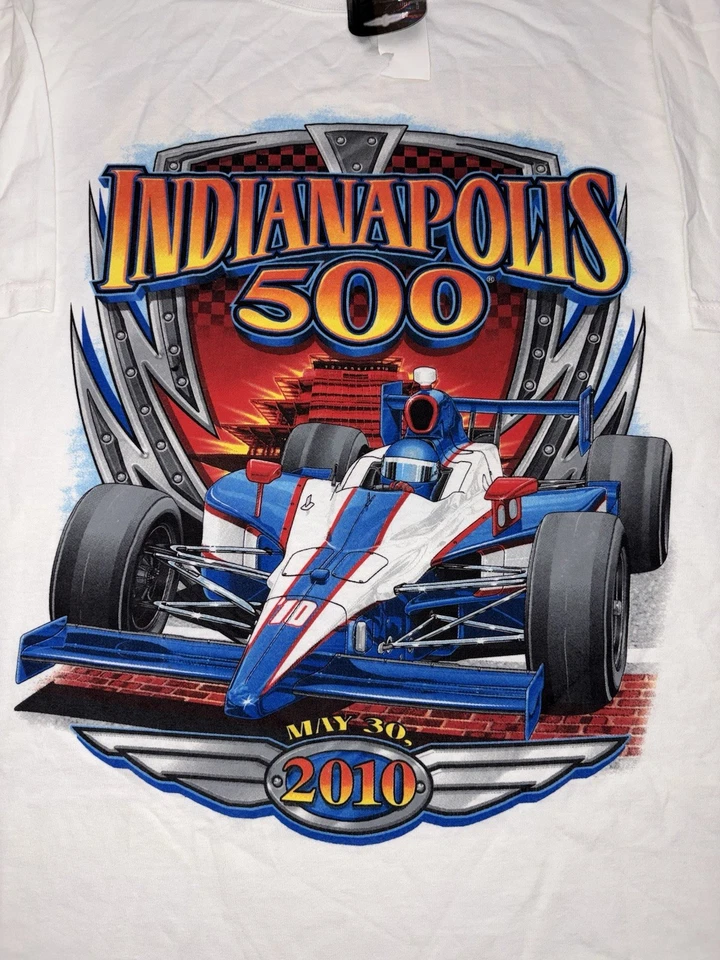 Camiseta Indianapolis Indy 500 masculina XL Winners branca 2010 nova com etiquetas gola redonda - Imagem 2 de 4