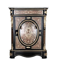 Antique Napoleon 3 Cabinet Black Gold Red Bra...