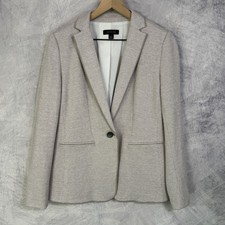 Ann Taylor Houndstooth Blazer Womens Sz 4 Beige Preppy Office old money Academia
