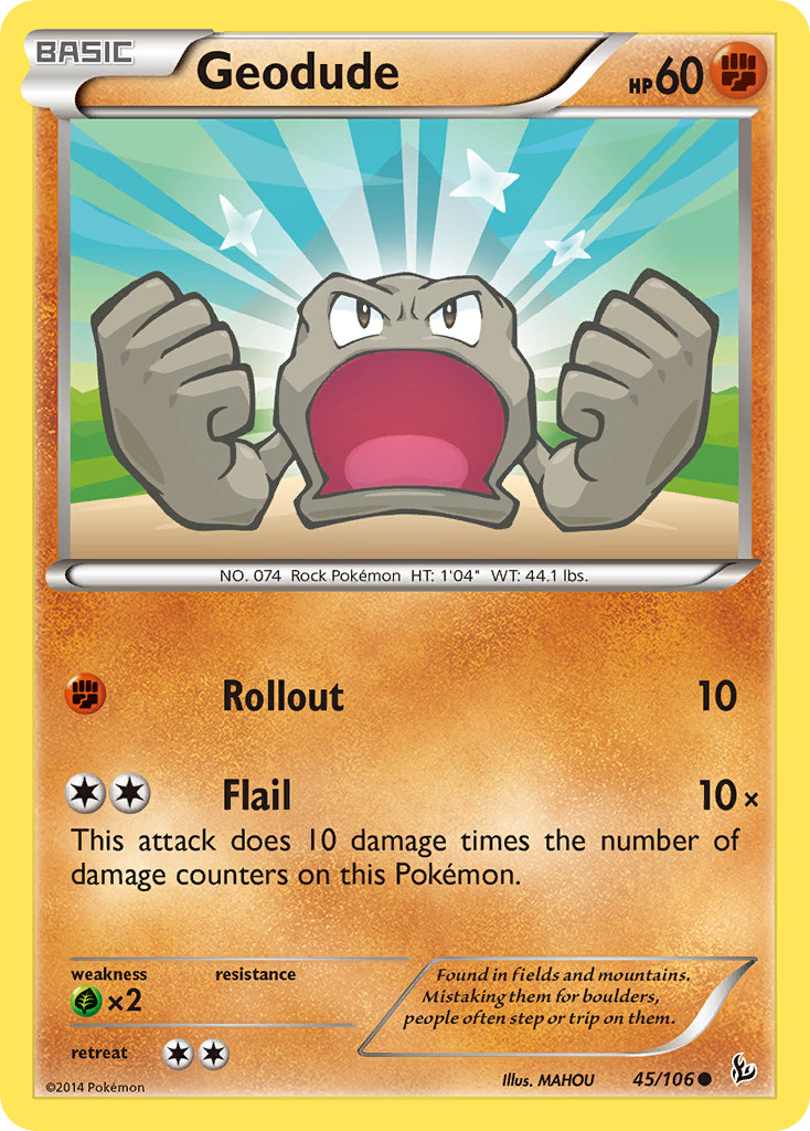 Geodude 45/106 Common Flashfire Pokemon Reverse Holo Lightly Played